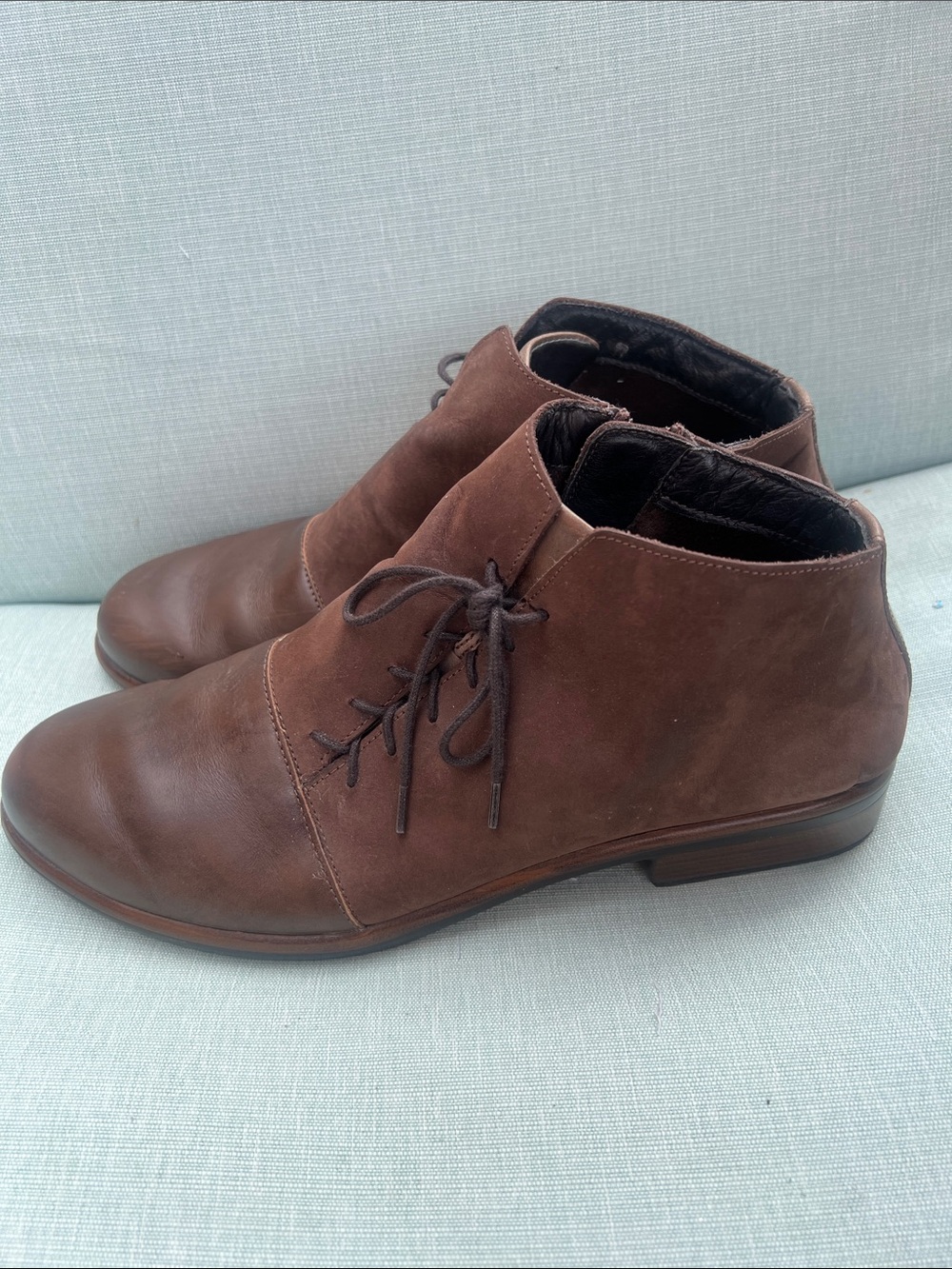 Naot Brown Leather/suede Lace-Up Ankle Boots sz Euro 40